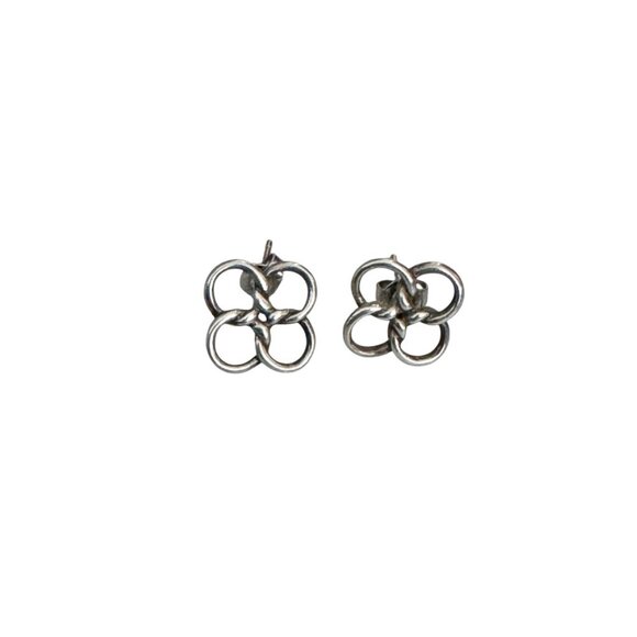 Tiffany & Co. Elsa Peretti Quadrifoglio Four Leaf Clover Silver Earrings - Picture 3 of 10